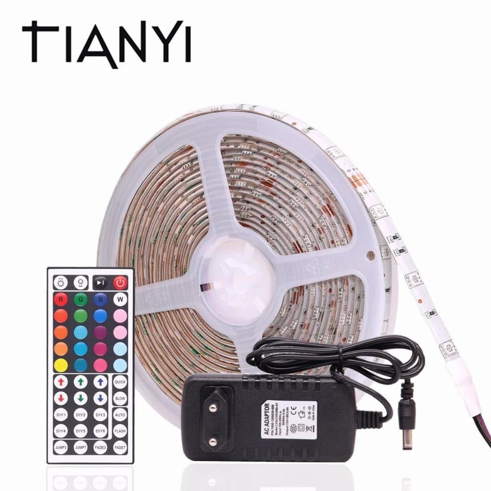 

RGB LED Strip 5050 Waterproof DC 12V 30LEDs/m 10m 5m 1m RGB LED Flexible Light Strip with Power and 44Key IR RF Controller