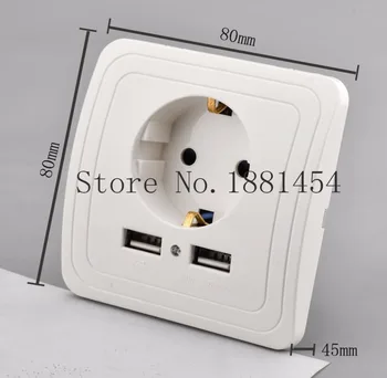 

(Ship from Russian )Best Dual USB Port 2.1A Wall Charger Adapter EU power Socket Power Outlet Panel Silver/Golden free shipping