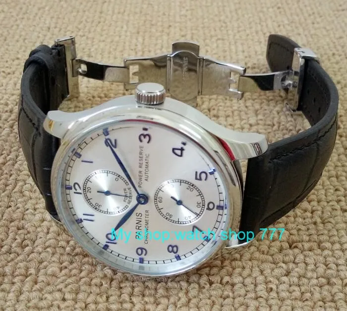 فراشة مشبك 43 مللي متر PARNIS فضي الأبيض الهاتفي بلوغ السلطة التلقائي الذاتي الرياح الرجال الساعات ساعات آلية 6a فراشة مشبك 43 مللي متر PARNIS فضي الأبيض الهاتفي بلوغ السلطة التلقائي الذاتي الرياح الرجال الساعات ساعات آلية 6a