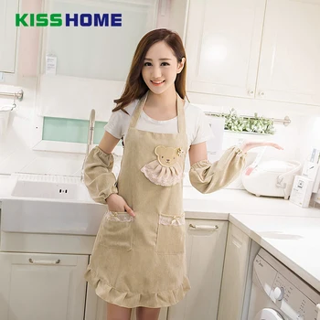 

Waterproof Cofffee Shop Apron Cute Bear Beautiful Women Girl Aprons with Pocket for Kitchen Restaurant Canteen Customized