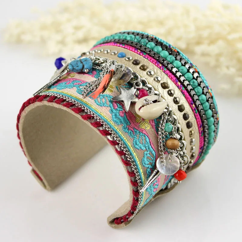 Ручной Работы Макраме завязанный цвет конфеты широкий тканый браслет с браслетом дружбы