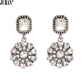 

Vintage Noble Shiny Flower Drop Earrings Rhinestone Brincos Statement Cute Trendy Dangle Earring for women JURAN Fashion Jewelry