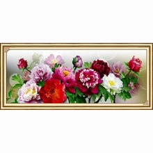 Peinture diamant avec pivoine chinoise, tendance, bricolage, broderie de fleurs, DMC, colorée, Top Design, image en perles 5D, 2016