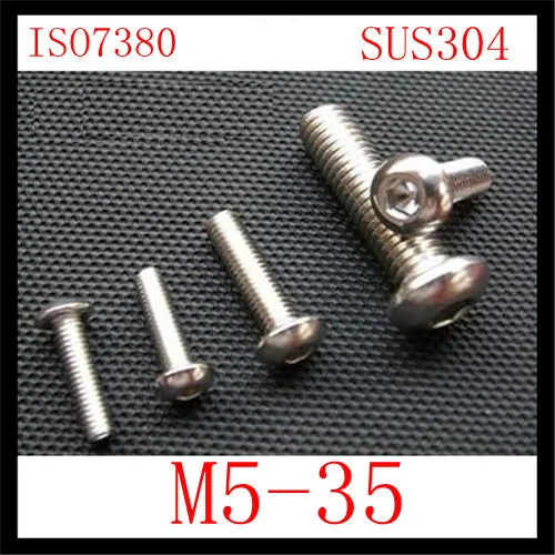 

50pcs/lot Stainless Steel 304 ISO7380 M5*35 Socket button head Screw