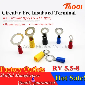 

500pcs/pack RV5.5-8 Circular Pre Insulated Ring Terminals Cable Wire Connectors Electrical Crimp Round shape Cold Terminals