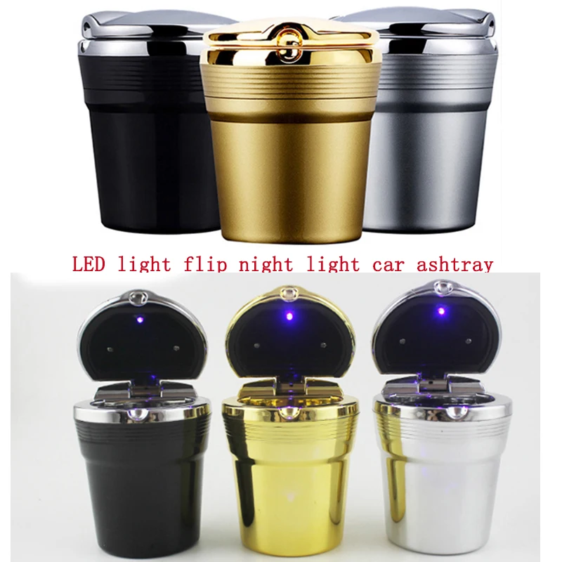 

Luxury Car Ashtray with LED Light Cigarette Smoke Travel Remover Ash Cylinder Car Smokeless Smoke Cup Holder Auto Accessories