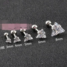 AOMU 2 шт треугольник кубический циркон Кристалл уха верхние пробки тоннели пирсинг для уха Tragus губы кольцо хряща серьги шпильки