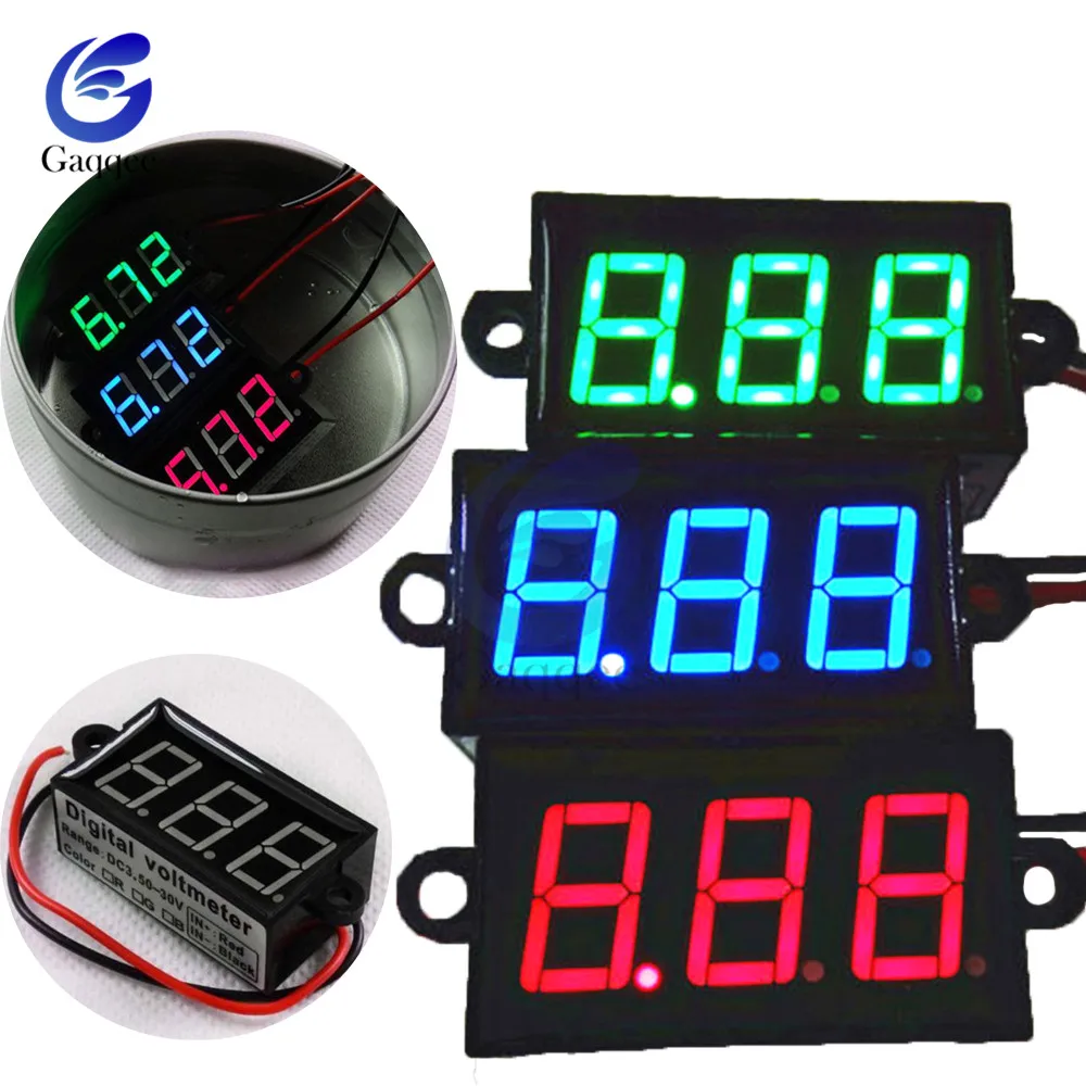 Blue Mini DC Waterproof 0.28 DC 3.5-30V Mini Digital LED Voltmeter Volt Meter
