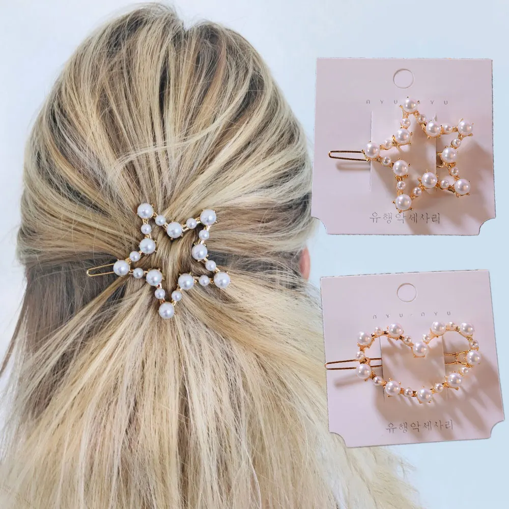 

Fashion Pearl Hair Clips for Women Hairgrips Korea Headwear Adult Geometric Girl Hairpin Clip Hair Accessories Frog Buckle