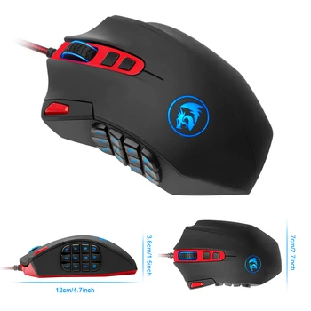 شراءماوس الألعاب 16400 ديسيبل متوحد الخواص محرك الليزر 18 زر للبرمجة LED RGB الخلفية Redragon M901 بالجملة 5 أجزاء/وحدة