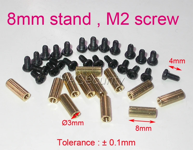 

12pcs 8mm brass stand / brace / puncheon with M2-4mm screw (24pcs) for security camera PCB module installation assembly