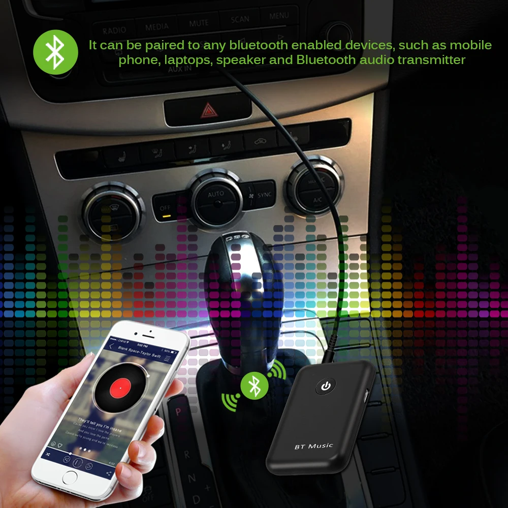 Onever беспроводной Bluetooth приемник V4.2 автомобильный громкой связи 3,5 мм разъем AUX аудио адаптер DC 5 В с микрофоном для динамика Bluetooth стерео