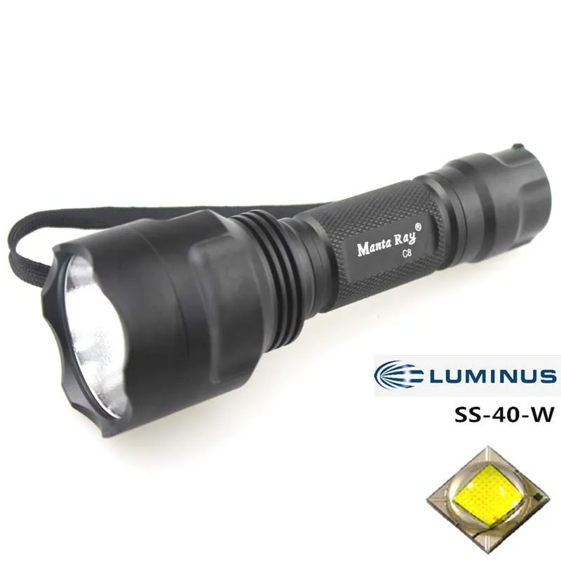 

Manta Ray C8 LUMINUS SST-40-W 1650lm High-Low-Strobe OP LED Flashlight (1 x 18650)