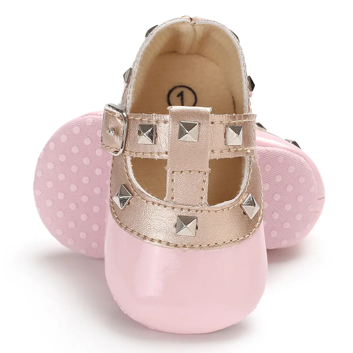 Emmababy Нескользящие Новорожденные девочки Bling туфли для младенцев заклепки на мягкой подошве для младенцев кожа Peincess обувь 0-18 м
