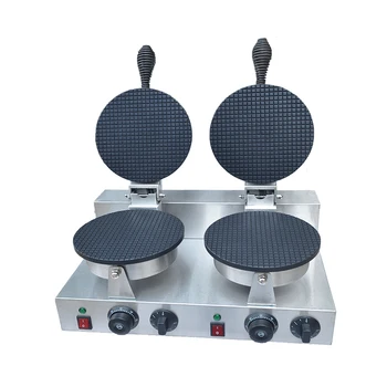 

110V 220V 2600W Commercial Double Head Waffle Maker Ice Cream Leather Maker 2 Plate Cone Baker Egg Roll Skin Machine