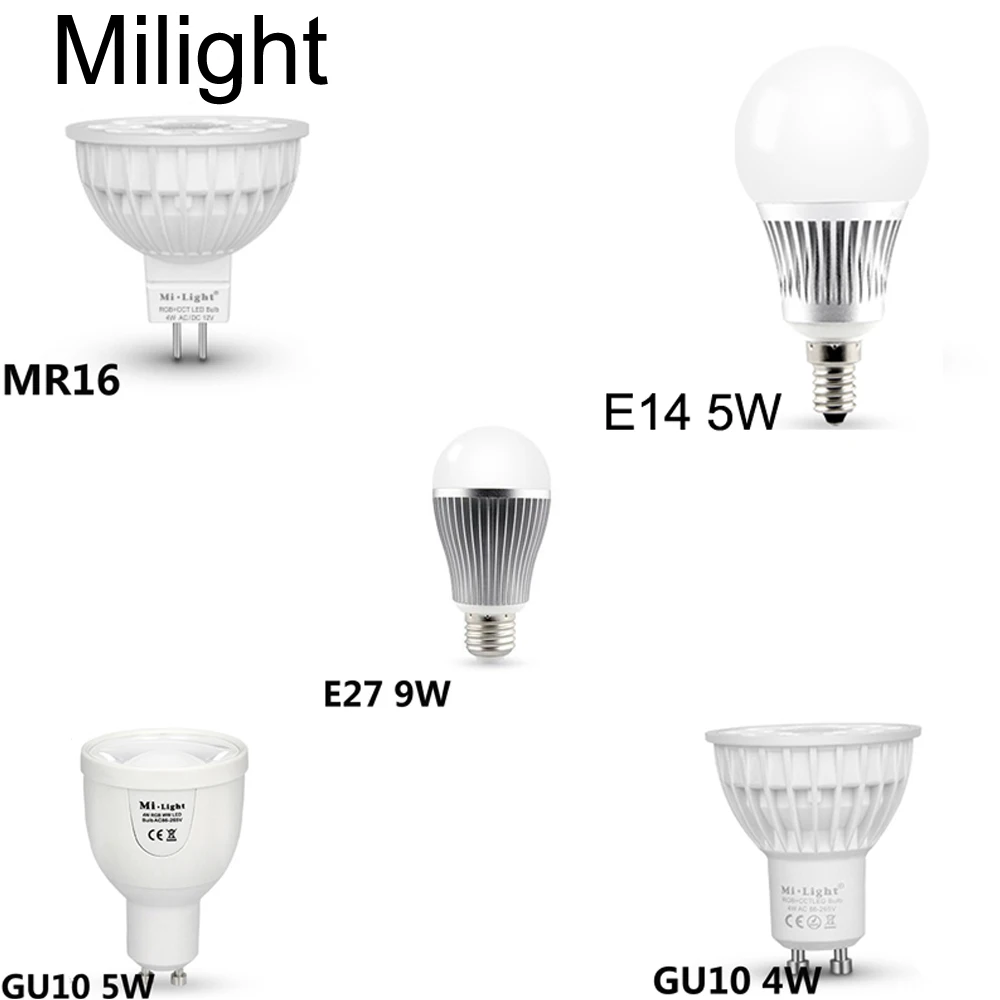 

Mi Light Dimmable RGB CCT LED Spotlight 2.4G RF WiFi Remote RGBW RGBWW 9W 12W E14 GU10 E27 MR16 Led Bulbs Light LED Candle Lamp