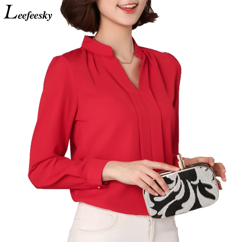 Women Chiffon Blouses 2017 Autumn Long Sleeve Shirt