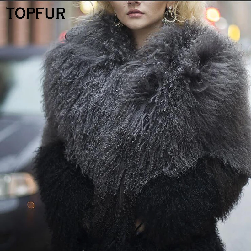 TOPFUR New 2018 Luxury Real Sheep Fur Coat For Women Winter Fur Jacket Top Quality Thick Warm Natural Mongolia Sheep Fur Coat TOPFUR New 2018 Luxury Real Sheep Fur Coat For Women Winter Fur Jacket Top Quality Thick Warm Natural Mongolia Sheep Fur Coat
