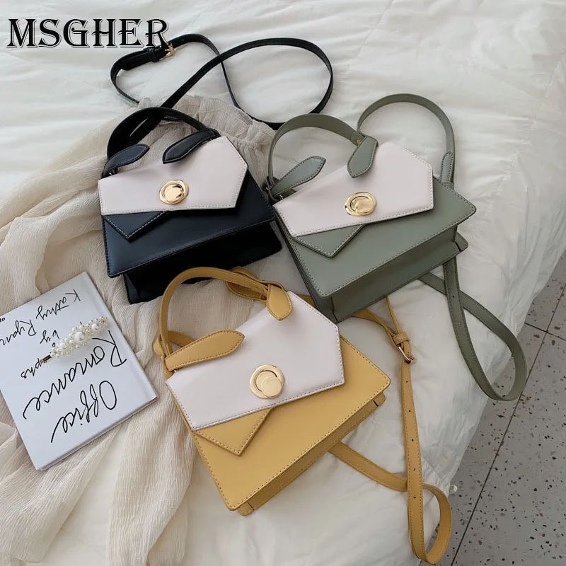 

MSGHER Elegant Female Metal Tote bag 2019 New High Quality PU Leather Women's Designer Handbag Chain Lock Shoulder Messenger Bag