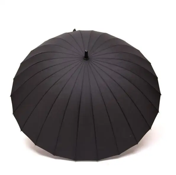 

High Quality 24 Rib Firm Solid Windproof Long Straight Handle Anti-UV Sun/Rain Stick Large Outdoor Umbrella Manual Big Parasol
