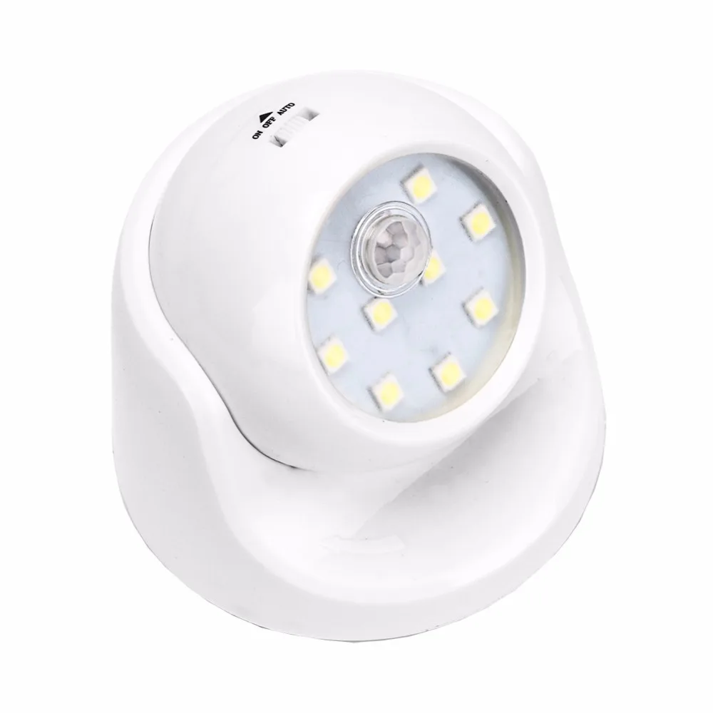 

9 LEDs Motion Sensor PIR Night Light 360 Degree Rotation Battery Operated Corridor Wall Night Lamp For Closet Garages Hallway