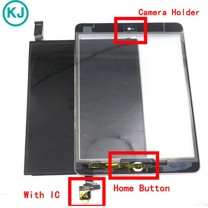 LCD Touch Panel For iPad Mini 1 / 2 / 3 Display Screen Digitizer Front Glass with IC Home Button Sticker Camera Holder Assembly
