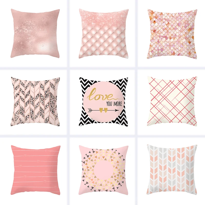 

45x45cm Modern Minimalist Geometric Pillowcase Decorative Pillow Peach Skin Cushion Waist Decorative Pillows Cover