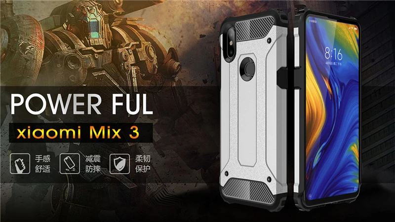 Phone Cases For Xiaomi Mi Mix 3 Case On Mi Mix 3 6.39" Full Wrapped Heavy Hybrid PC+TPU Cover For Xiaomi Mi Mix 3/Mi Mix 3 Cover