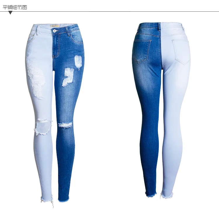 Новинка 1019, модные повседневные сексуальные синие джинсы, женские хлопковые джинсовые брюки со средней талией, Узкие рваные узкие брюки с дырками, ковбойские джинсы для женщин