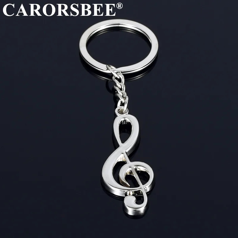 

New Auto Accessories key chain key ring silver plated musical note keychain for car motorcycle metal music symbol key chains