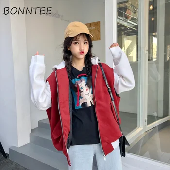 

Hoodies Patchwork Letter Printed Women Loose Oversize Trendy Hooded Kawaii Zipper Pocket Lovely Fashion Womens Sweatshirt Casual