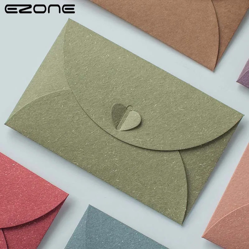 

EZONE Pure Color Invitation Envelope Simple Blank Ordinary Paper Postcard Bookmark Card Holder Storage Cute Envelope Stationery