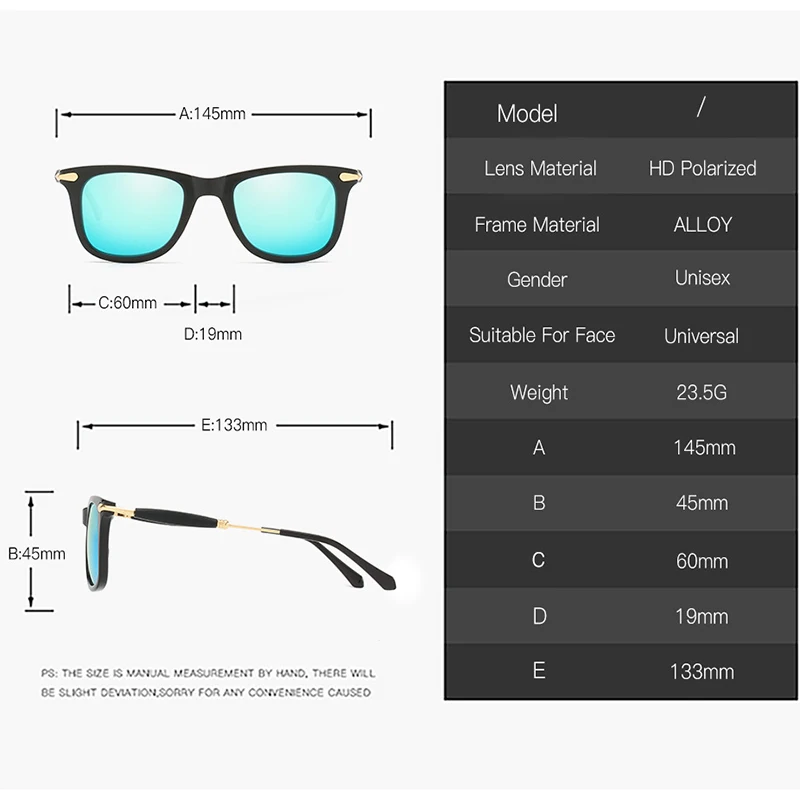 KEITHION Vintage Retro Classic Polarized Sunglasses Men Women Driving Square Frame Sun Glasses Mala UV400 Eyewear