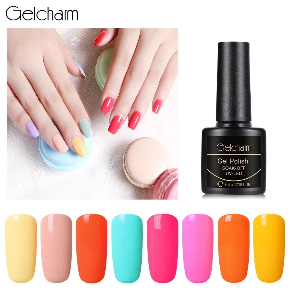 

8ML Macaron Gel Nail Polish Macaron Soak Off UV Gel Varnish Semi Permanent Enamel Lucky Color Lacquer Long Lasting ink GelCharm
