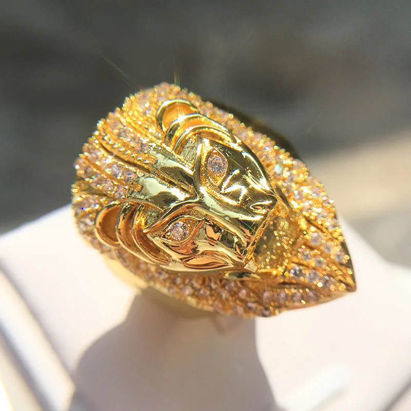 

Bamos Punk Animal Lion Finger Ring Luxury Cubic Zirconia Biker Ring Gold Color Big Rings For Men Fashion Jewelry Best Gift