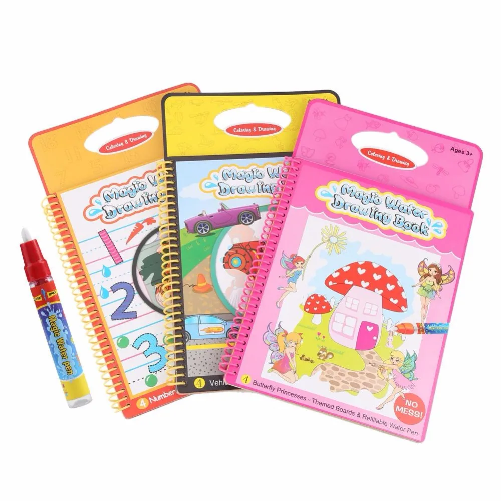 

New Portable Magic Water Drawing Book Coloring Water Drawing Toys With 1 Magic Pen 2018 Kids Children Painting Educational Toys