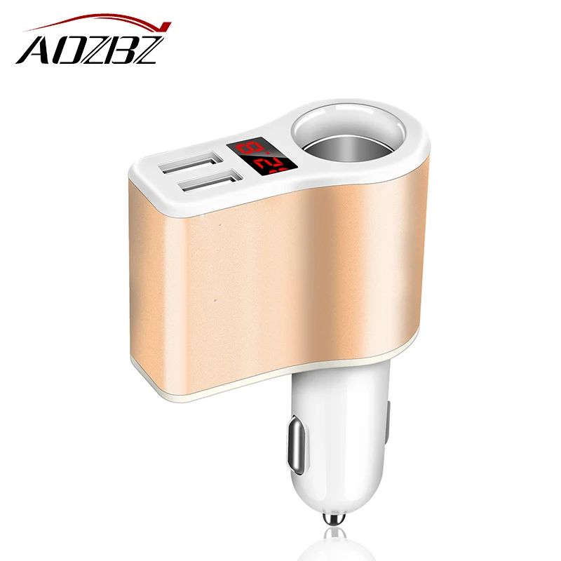 

12V 3.1A Dual USB Car Charger Adapter Smart Fast Charging Cigarette Lighter Socket Support Voltmeter Current Display car styling