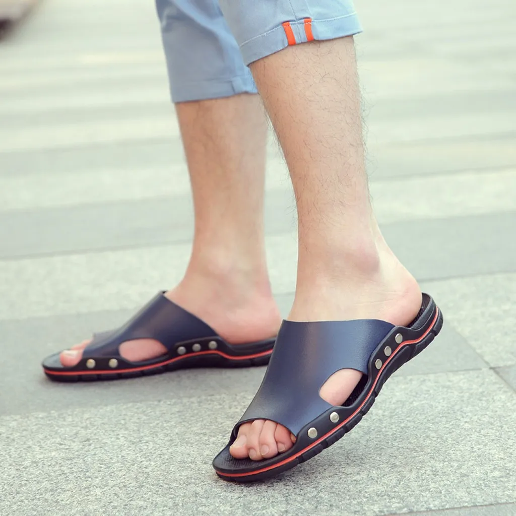2019 Летние Повседневные тапочки Нескользящие сандалии на мягкой подошве дышащие Tide обувь Открытый pantoufles homme дропшиппинг # BY40