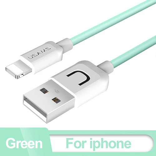 10 шт./партия Usb кабель для iPhone 8, USAMS 2A кабель для быстрой зарядки для iPhone 7 Дата кабель светильник usb поддержка кабелей IOS 11 10 9 - Цвет: Зеленый