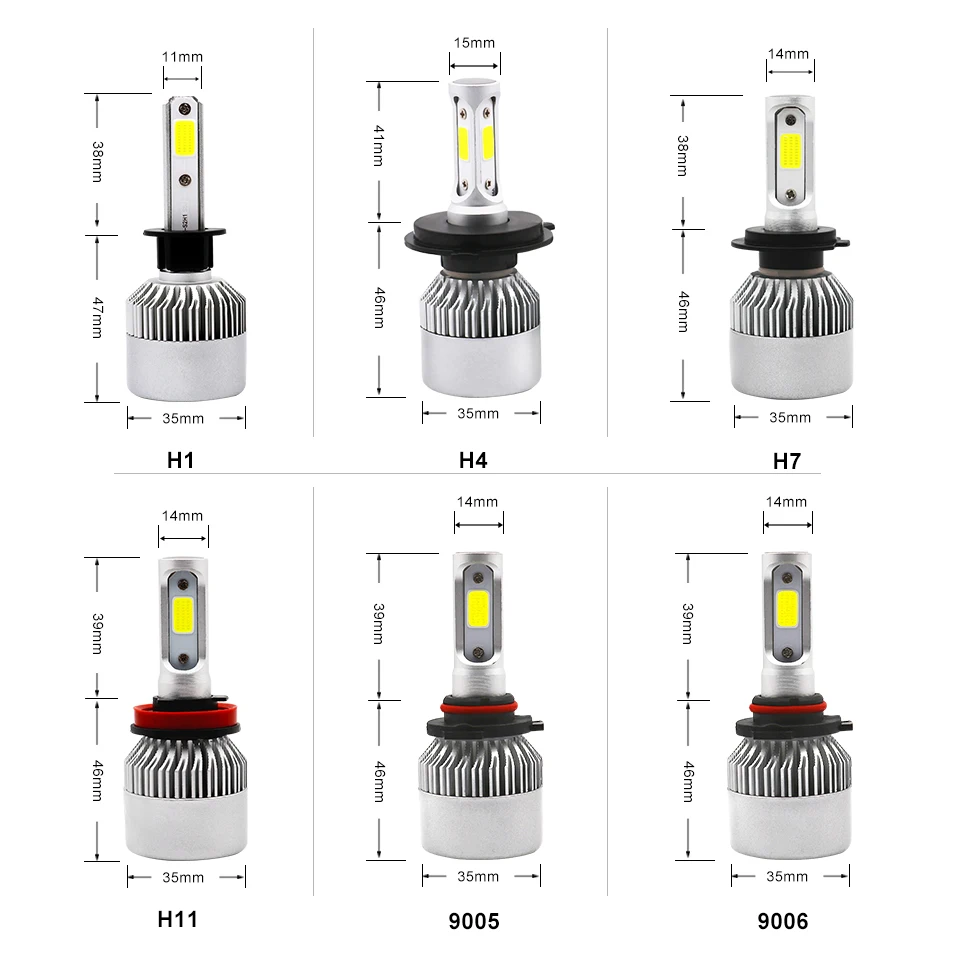 H7 светодиодный H4 светодиодный автомобилей головной светильник лампочка S2 H1 H3 H11 9005 Hb3 9006 Hb4 H13 9007 Автомобильная Противо-Туманная светильник 12V 24V 6500K для автоламп турбо комплект