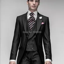 Новое поступление максимумом нагрудные мужской костюм одна кнопка черный Нарядные Костюмы для свадьбы для Для мужчин Смокинги для женихов жениха женихов Для мужчин Костюмы(куртка+ Брюки для девочек+ жилет