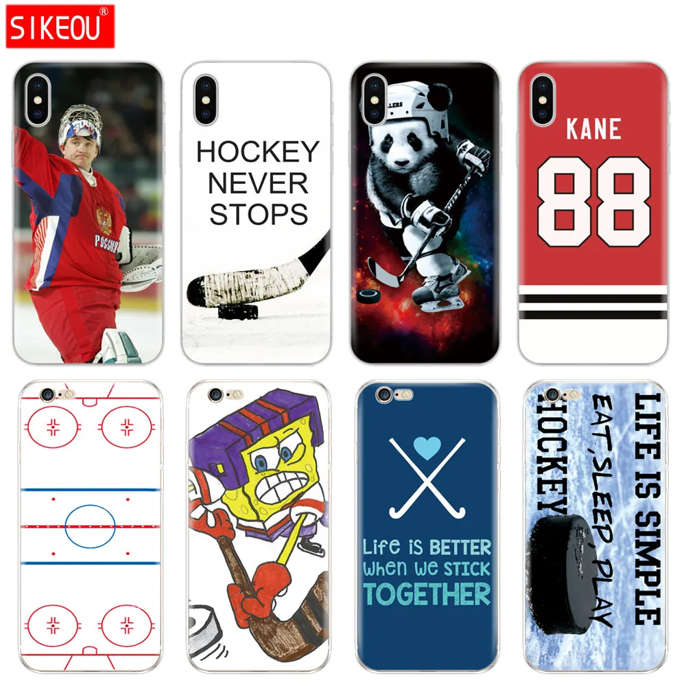 

Silicone Cover Phone Case For Iphone 6 X 8 7 6s 5 5s SE Plus 10 XR XS Max Case ice Hockey kane