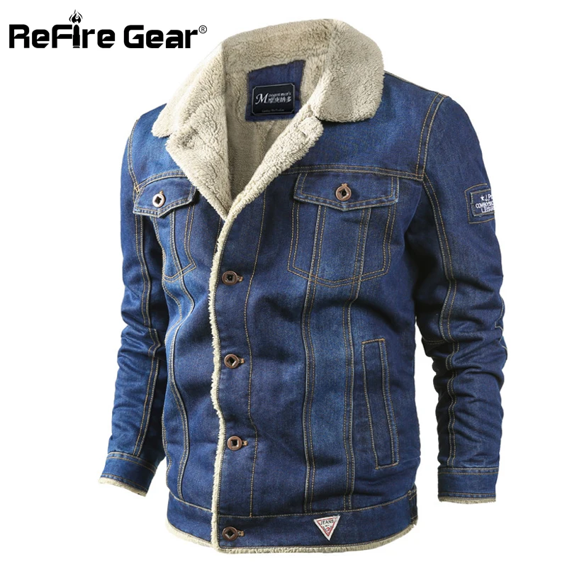 ReFire Gear Mens Winter Warm Wool Lining Military Jacket Casual Cotton Bomber Coat Outerwear Parka with Fur Collar