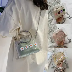 Женская модная однотонная прозрачная сумка на плечо с цепочкой, сумка-мессенджер, сумка на молнии, SI10