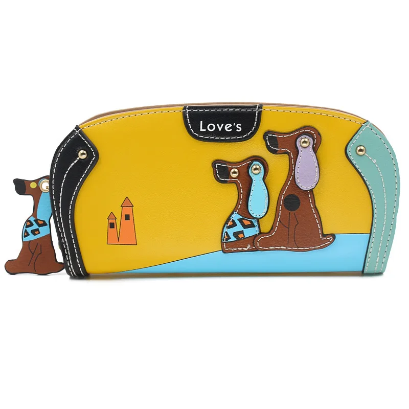 2019 Fashion Women PU Leather Cartoon Dog Wallets Female Cute Clutch