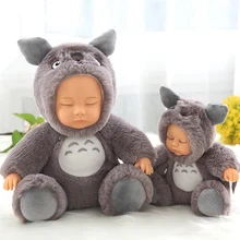 17cm 28cm hot toys doll reborn sleeping baby girl cosplay Japanese Anime Totoro suitting hello kitty baby girl toys for kids