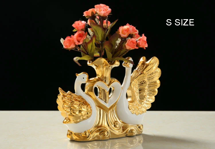 Цзиндэчжэнь керамическая ваза Европейский позолоченный Алмазный SwanVase бытовой для гостиной украшение небольшой орнамент ремесла