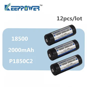 

12pcs Keeppower 18500 battery 2000mAh 3.7V 7.40Wh P1850C2 cell MADE IN CHINA Protected Rechargeable Lithium Battery