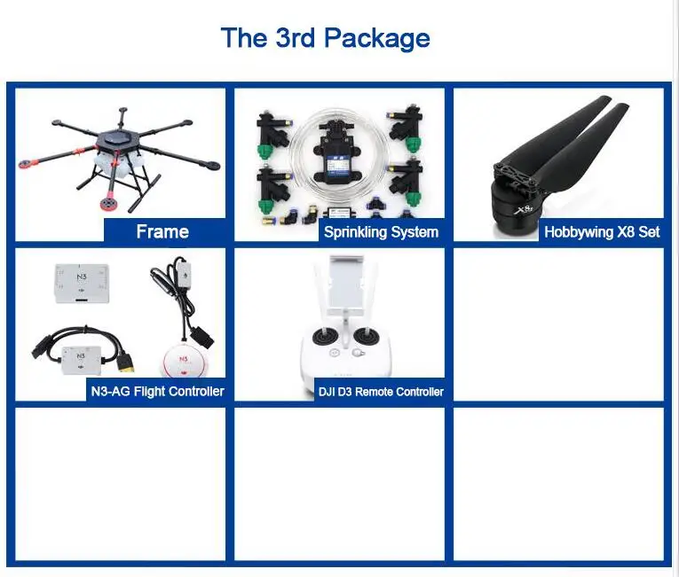 15L 6 оси сельхозназначения Дрон, Мультикоптер БПЛА Дрон с авто/полу-Авто распыления системы для сельского хозяйства - Цвет: 3rd Package