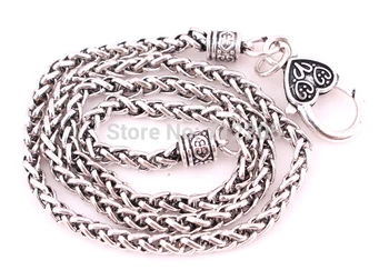 

New Arrival Lobster Claw Wheat Link Necklace Chain with Large Clasp with two-tone silver wheat links Necklaces Chains
